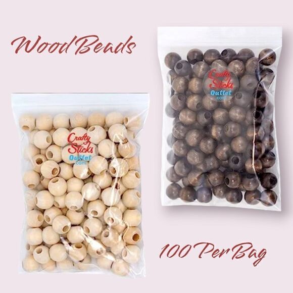 16mm Wood Beads ( BLK11) - Picture 2 of 6